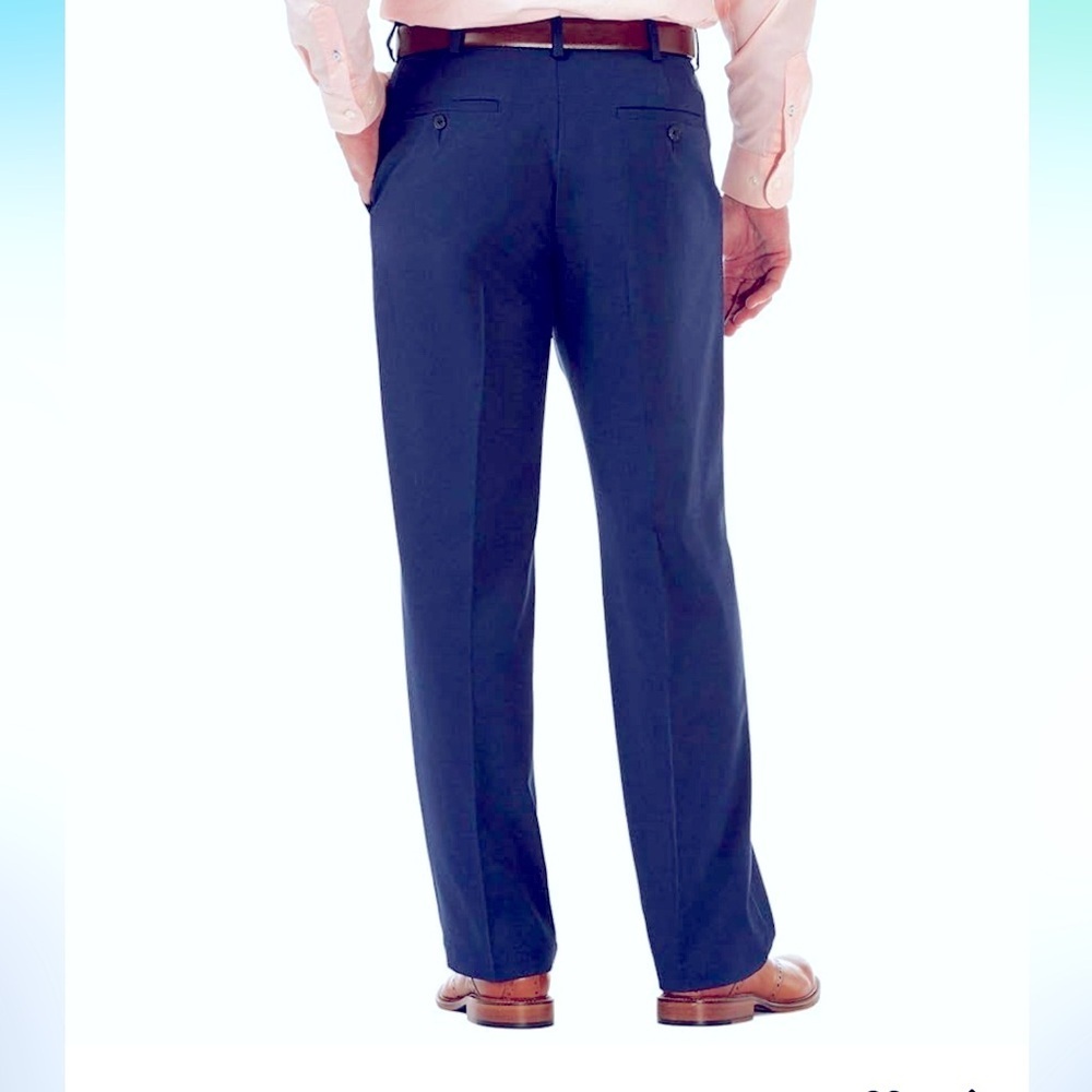 Croft & Barrow men’s navy pleated Pants button pockets back cotton Polyester 42